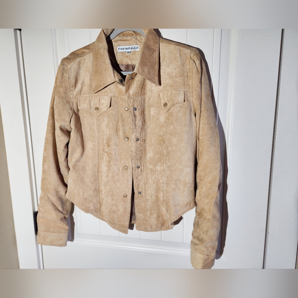 Microsuede shirt, size 10, caramel color.